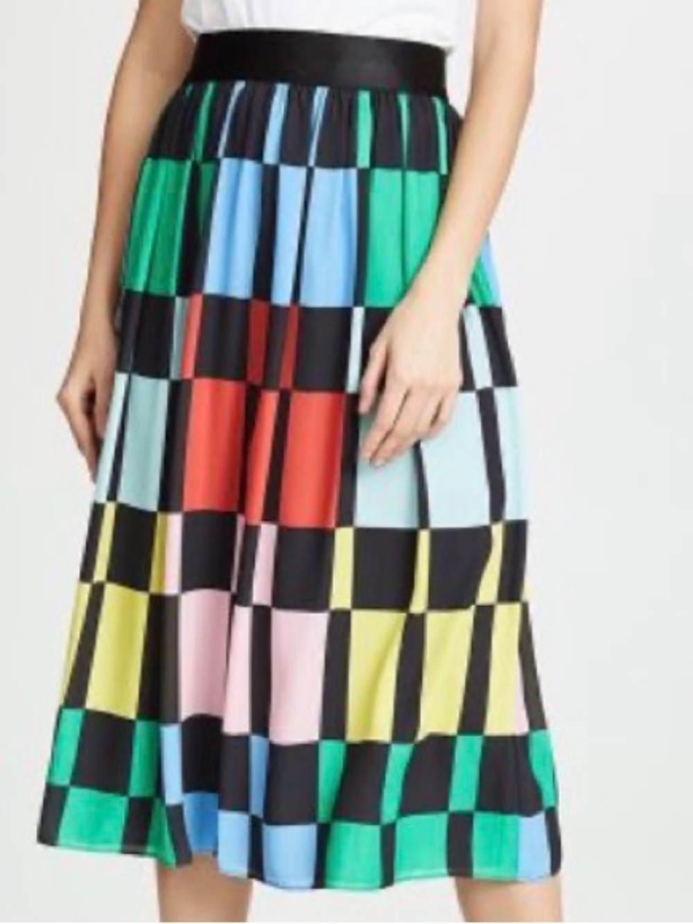Alice + Olivia Melda Checkered Midi Gathered Skirt Size 10 NWT - Picture 5 of 16